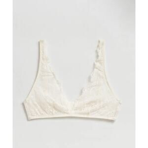 & Other Stories Size 6 Lace Triangle Bra White Cream Sheer Adjustable Straps